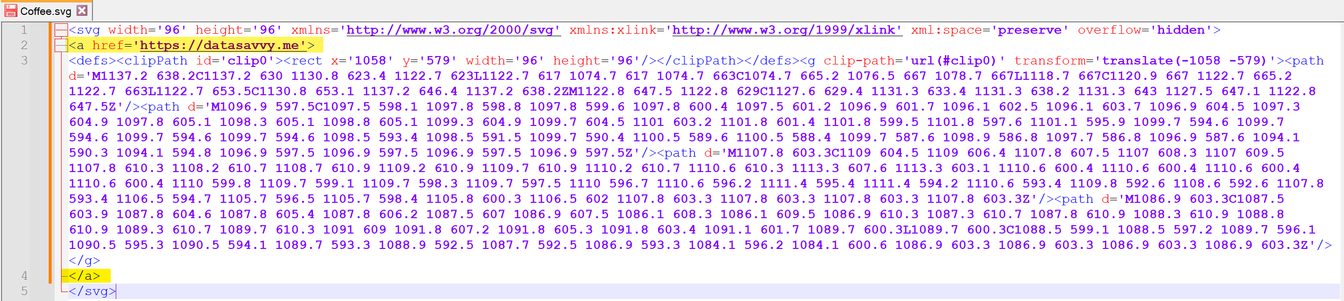 HTML code for an SVG image with an href attribute added. 